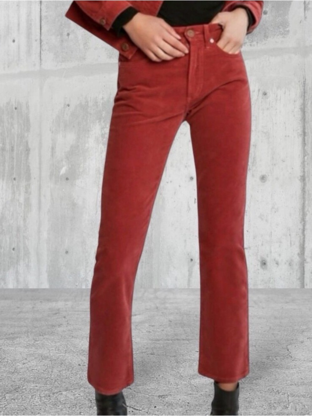 Daily Blue High-Rise Rust Red Corduroy Jeans